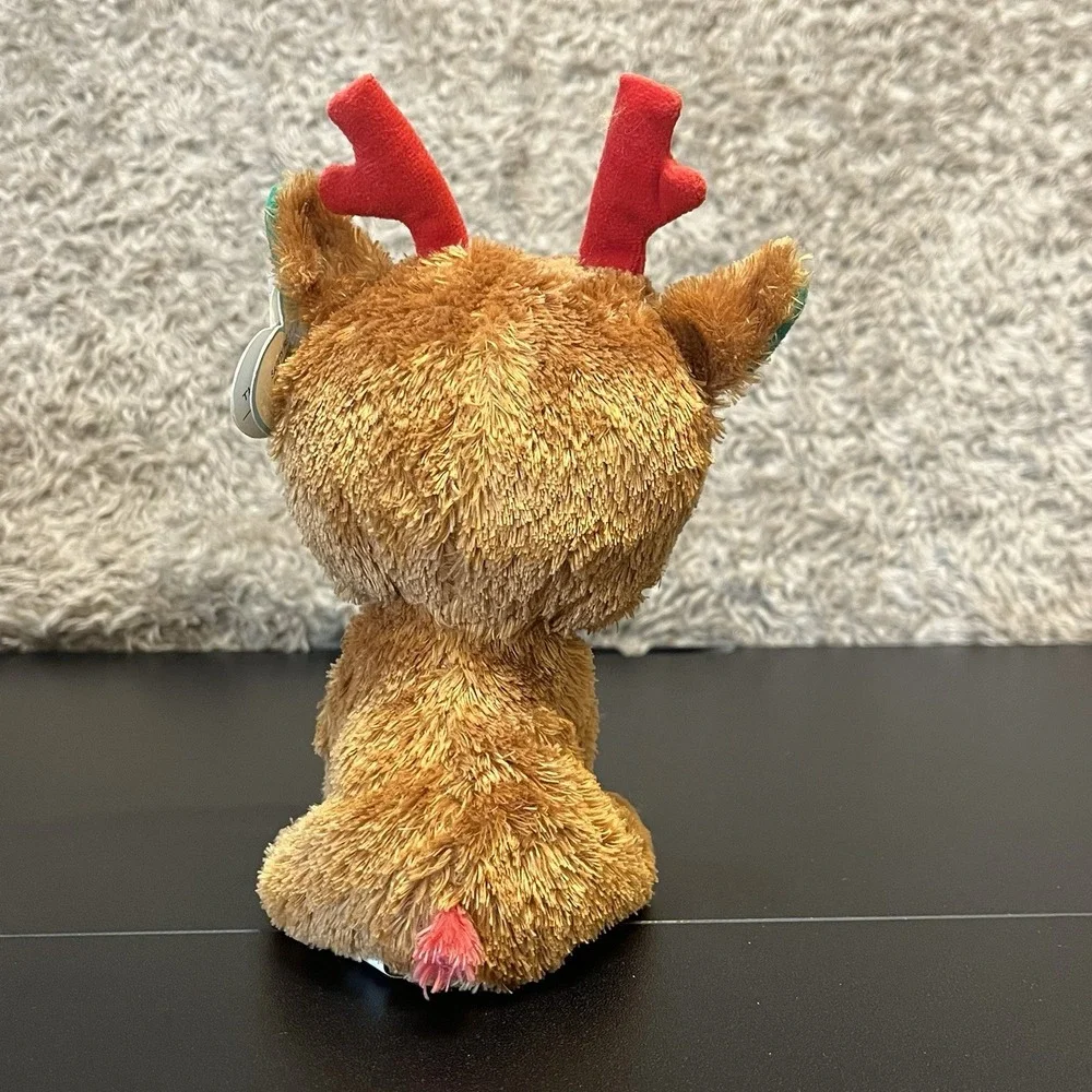 Ty Beanie Boos COMET THE REINDEER Solid Eyes 6